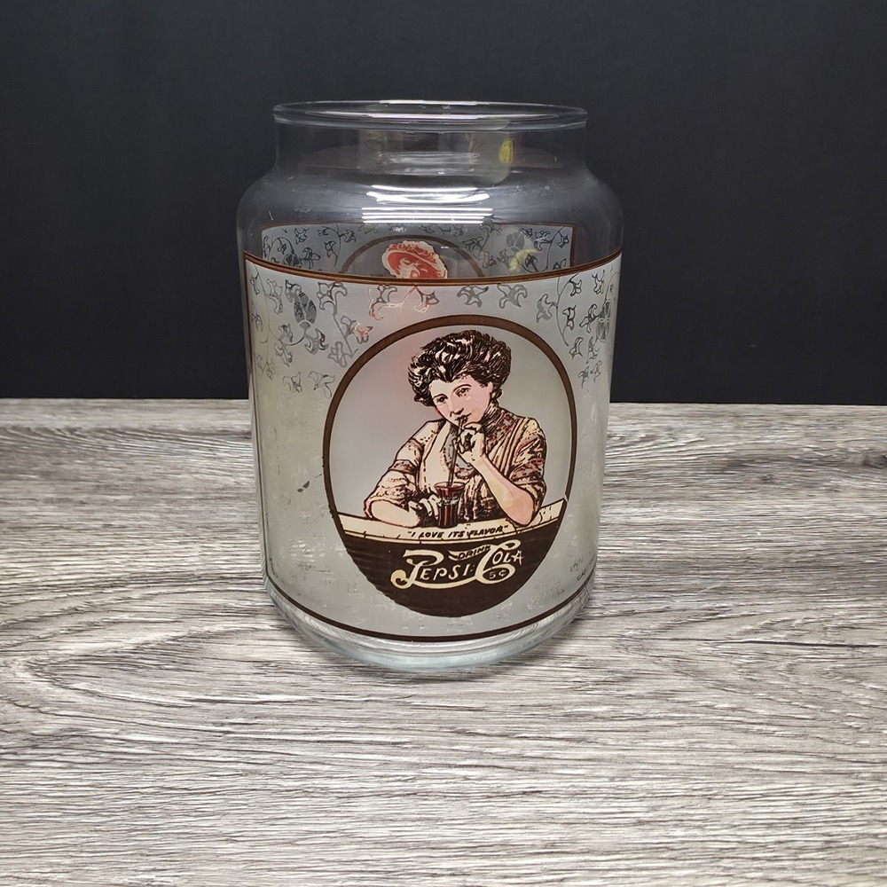 Vintage Pepsi-Cola Glass Jar Container